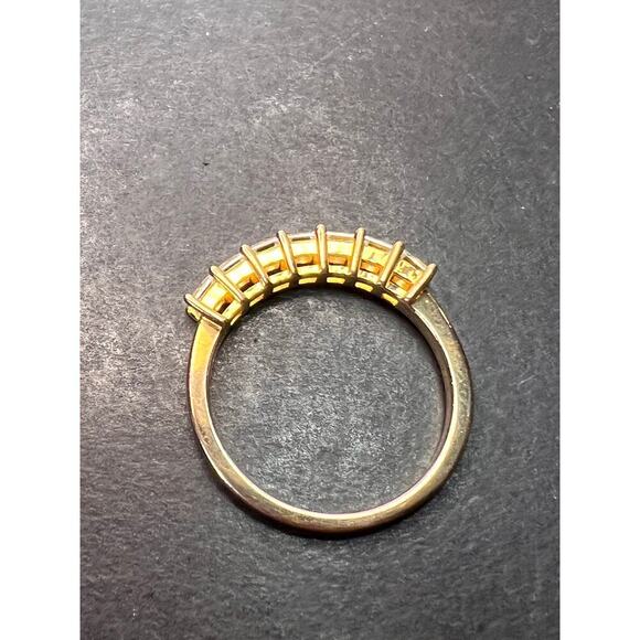 Moissanite 7 stone ring yg over sterling silver ring size 9 - Picture 3 of 11